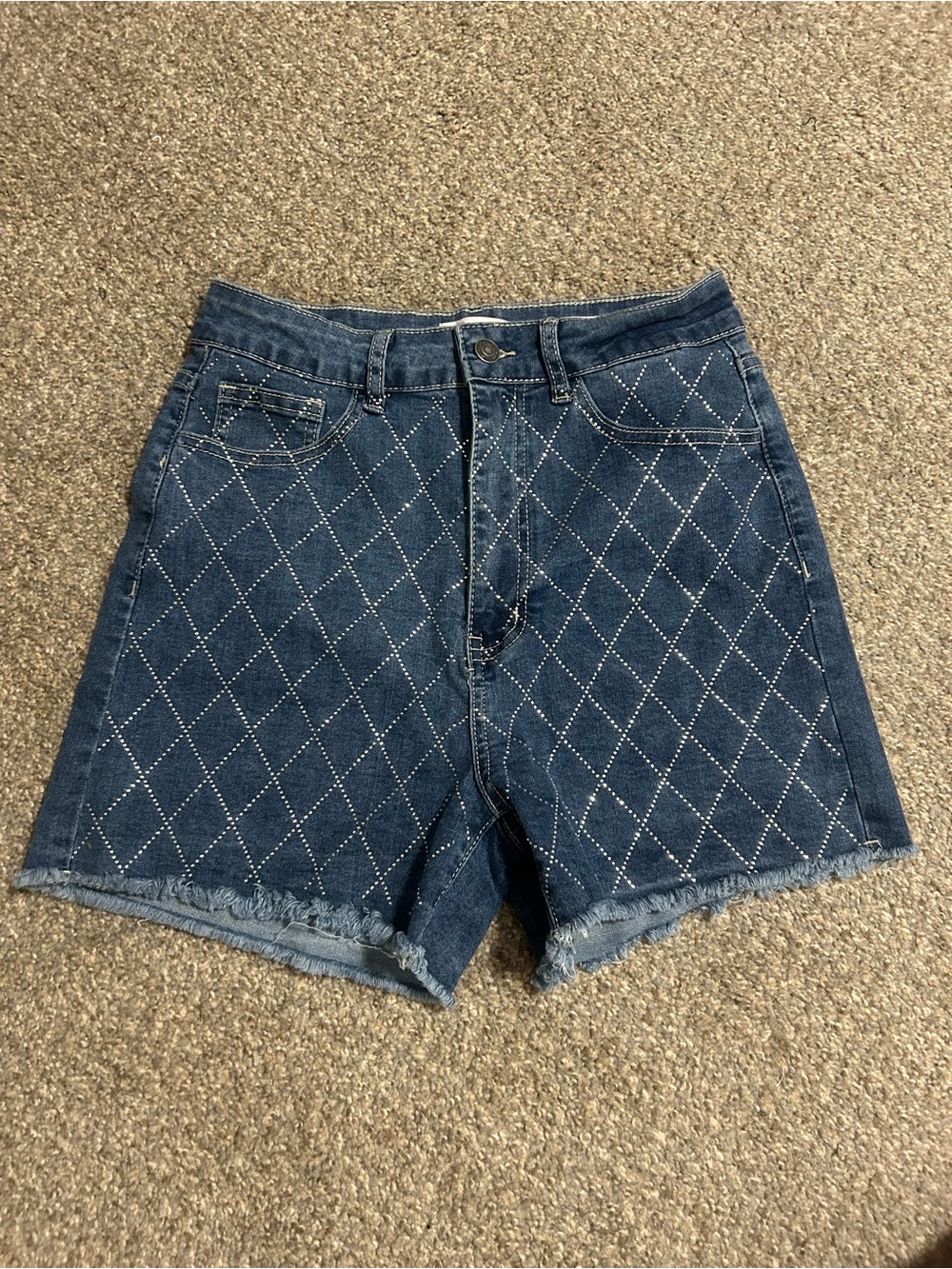 Womens Rhinestone Dark Blue Denim Shorts Zigoss Size 5